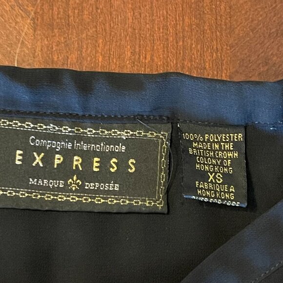 Vintage‎ Express Black Midi Skirt  XS Polyester Zipper Closure - Picture 4 of 7